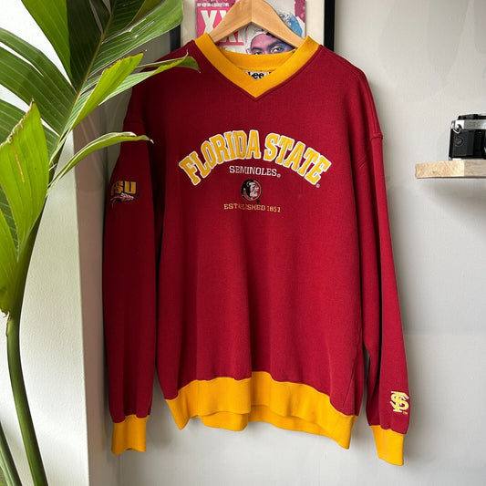 VINTAGE 90s | Florida State Seminal's Lee Sport College Sweater sz L Adult
