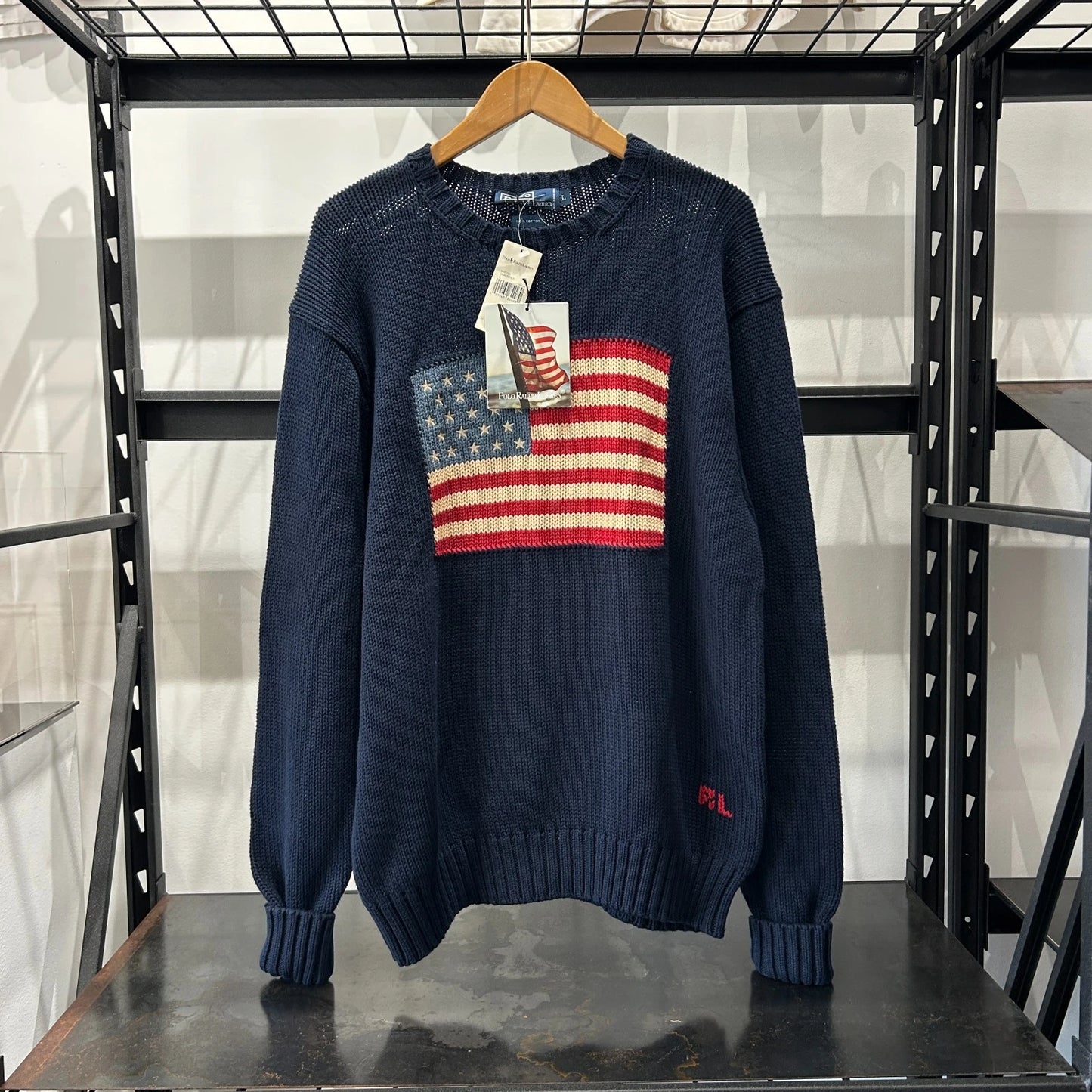 VINTAGE 90s - 00s | POLO By Ralph Lauren USA Flag Knit Sweater sz L NWT