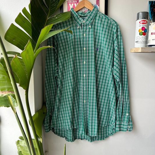 VINTAGE | POLO Ralph Lauren Green Blake Fit Button Down Shirt sz XL Adult