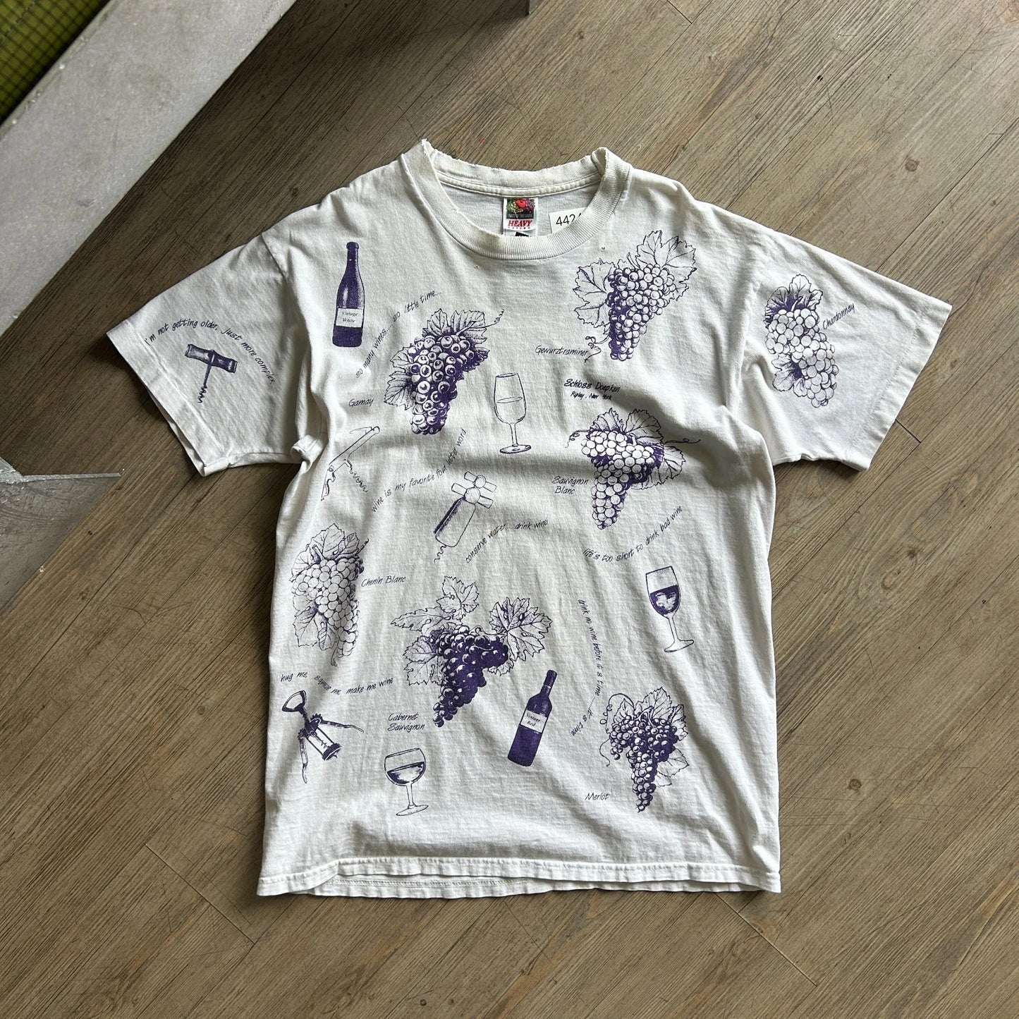 1990s | Sommelier All Over Wine Print Ripley New York T-Shirt sz L