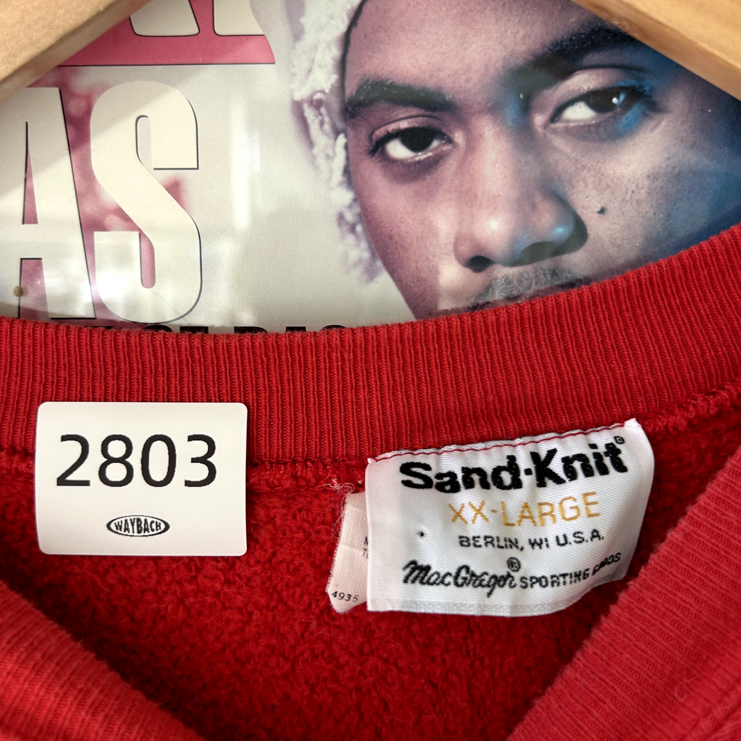 VINTAGE 1990s | Sand Knit MacGregor Heavy Weight Red Blank Crewneck Sz XXL