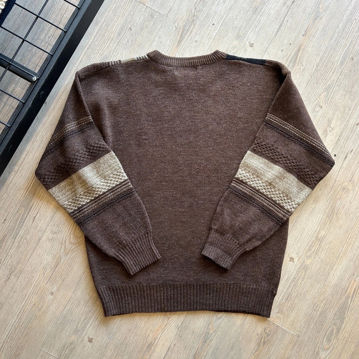 VINTAGE 90s | Marquis Vertical Striped Earthtone Knit Sweater sz L