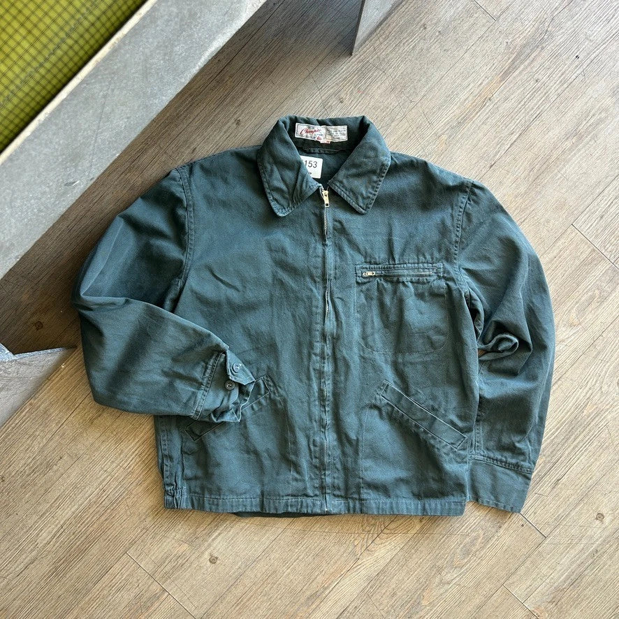 VINTAGE | Champion Teal Green Mechanic Shop Jacket sz S