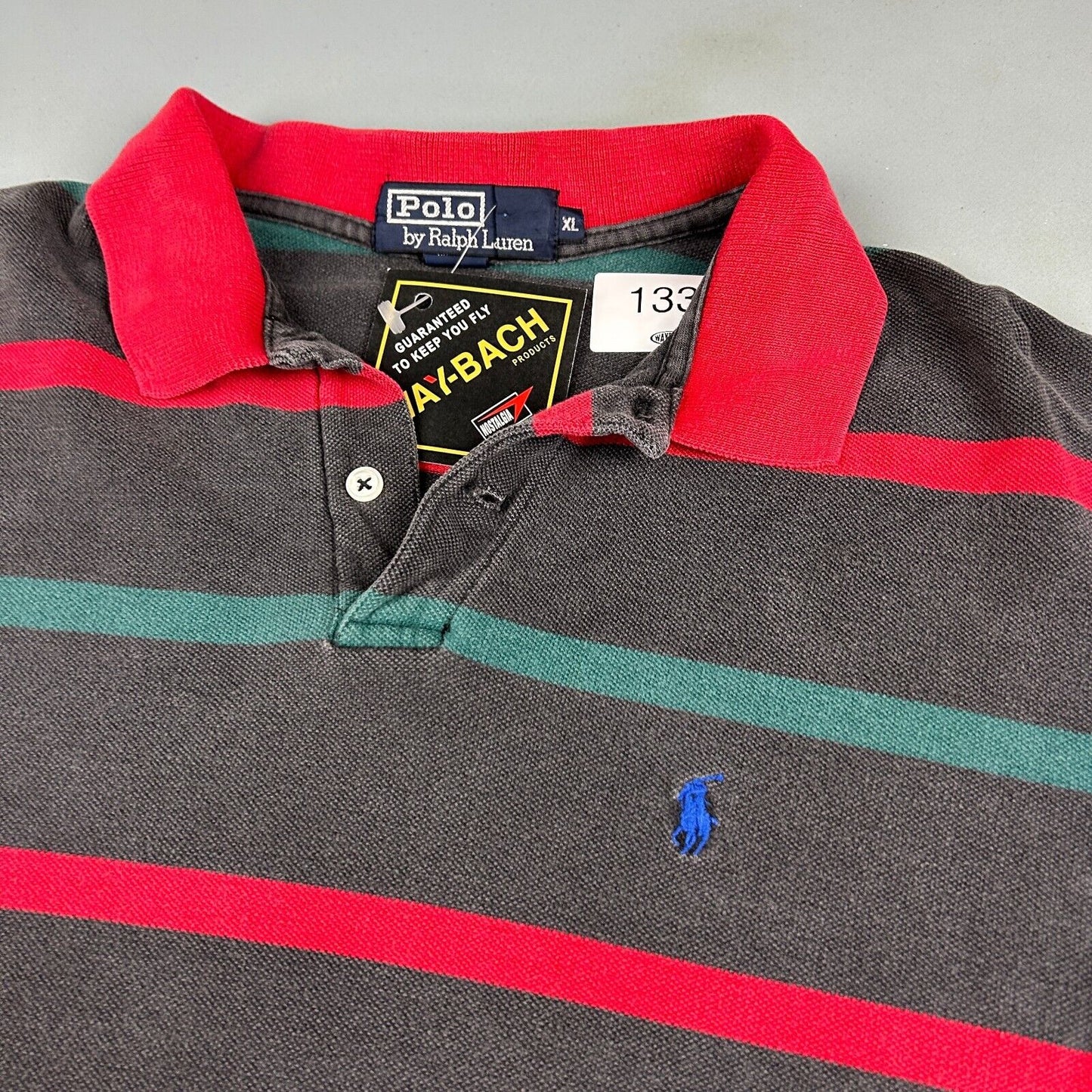 VINTAGE 90s Ralph Lauren Faded Striped Polo Shirt sz XL Adult