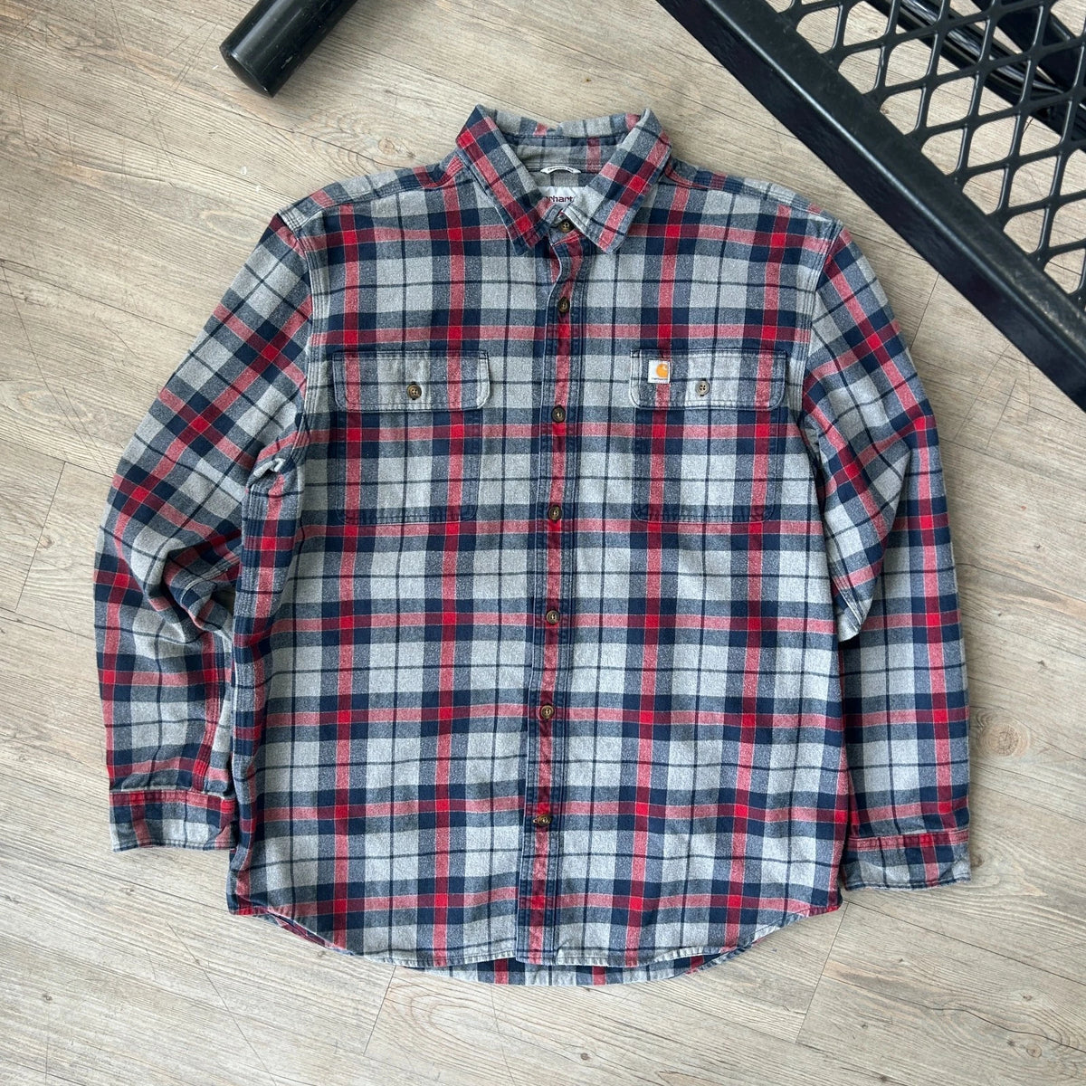 VINTAGE | Carhartt Plaid Flannel Button Down Shirt sz L/XL