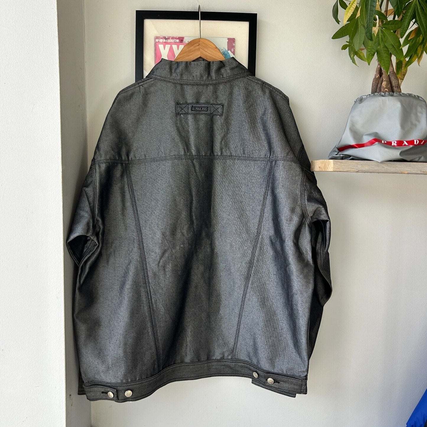 VINTAGE 90s | S-Pole Silver Denim Jacket NWT sz XXL