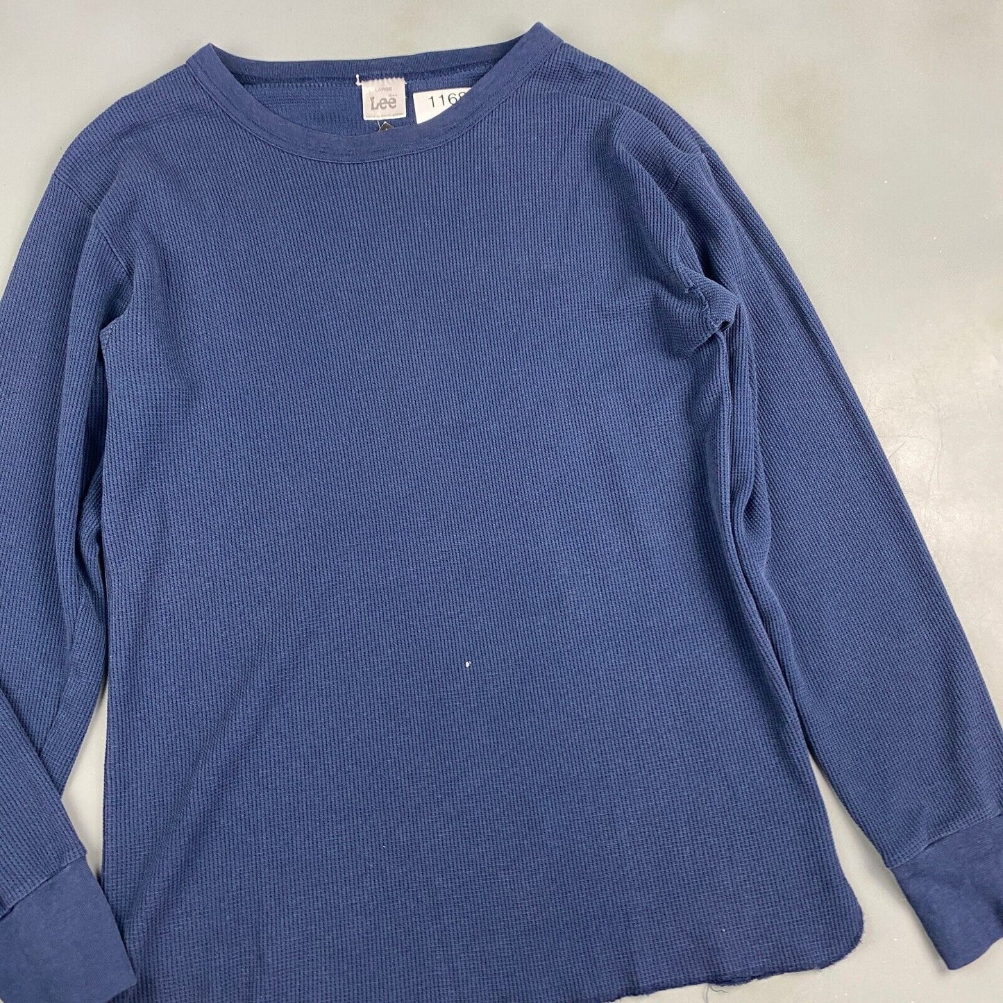 VINTAGE 90s LEE Faded Navy Thermal Long Sleeve T-Shirt sz Large Adult