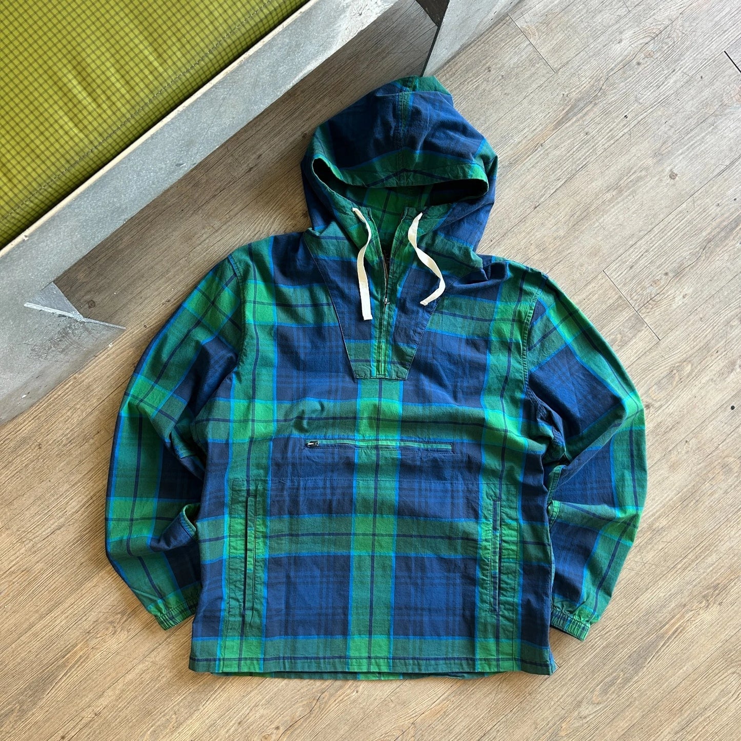VINTAGE Y2k | Abercrombie & Fitch Plaid 1/4 Zip Anorak Hooded Jacket sz L