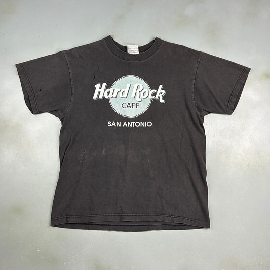 VINTAGE 90s Hard Rock Cafe San Antonio Black T-Shirt sz Medium Adult