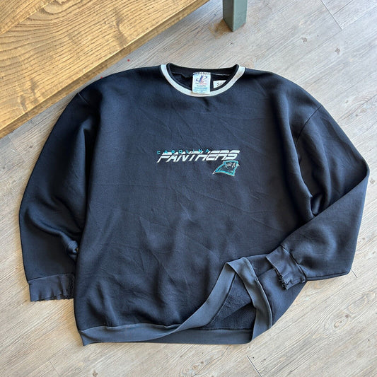 VINTAGE | Carolina Panthers Embroidered Crew Sweater sz XXL