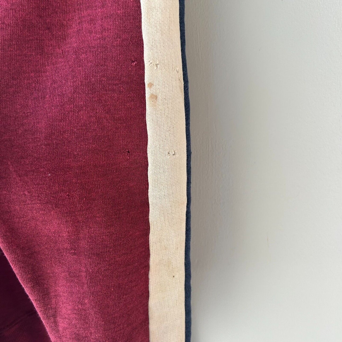 VINTAGE 80s Burgundy Blank Red Raglan Hoodie Sweater sz S Mens