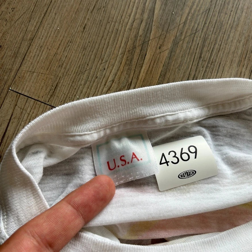 VINTAGE 90s | Tide Racing Heavy Fade Paper Thin White T-Shirt sz M