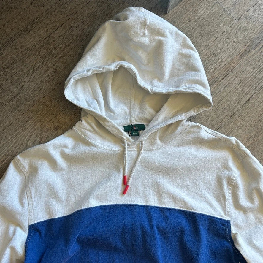 VINTAGE 90s Y2k | J.Crew Striped Hooded Light Sweatshirt sz M