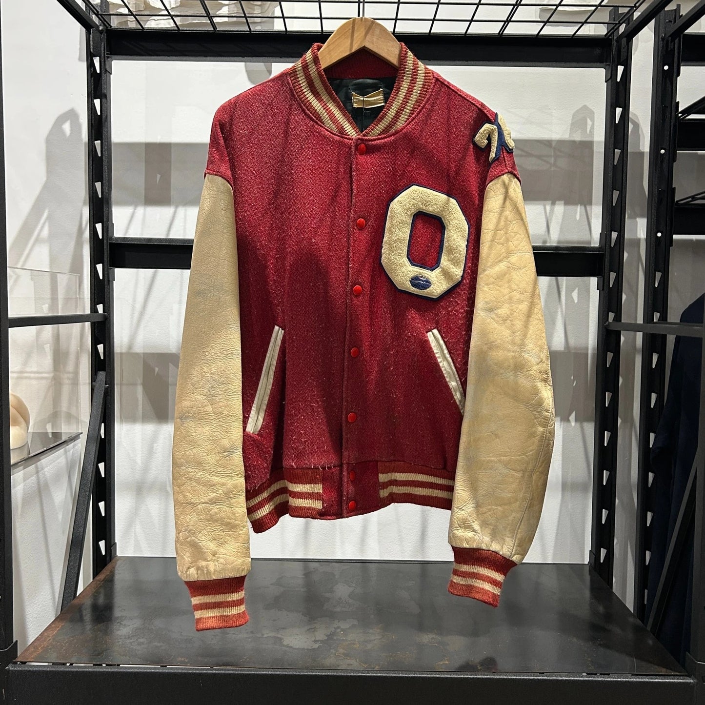 VINTAGE 1976 | Knights Chain Stitched Faded Letterman Varsity Bomber Jacket sz L