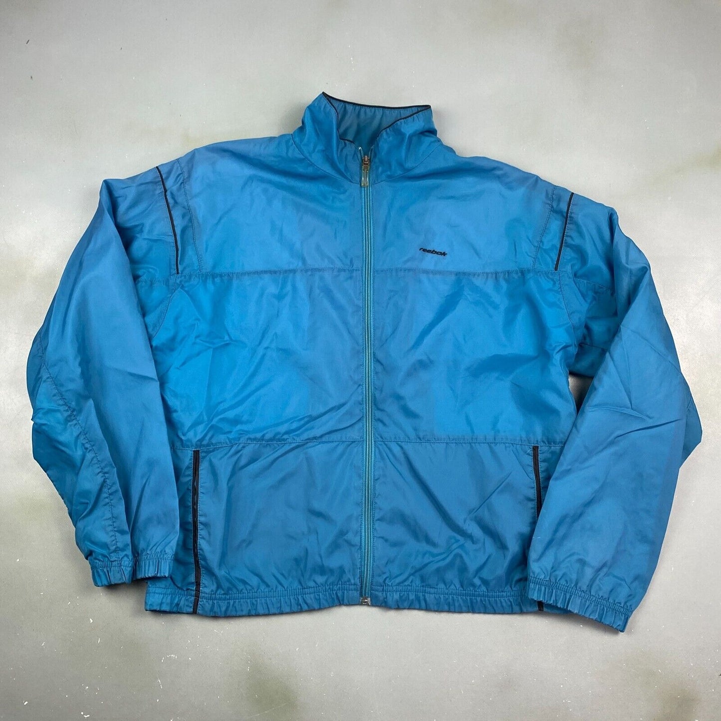 VINTAGE 90s Reebok Sm Logo Blue Windbreaker Jacket sz Small Men