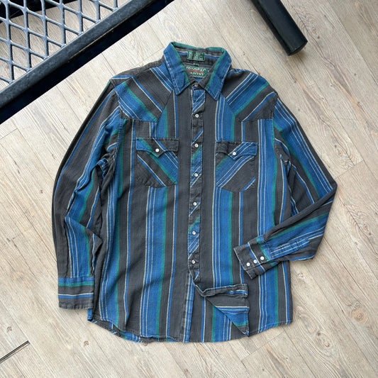 VINTAGE | Rugged Country Cotton YarnDyed Flannel Button Down Shirt sz L