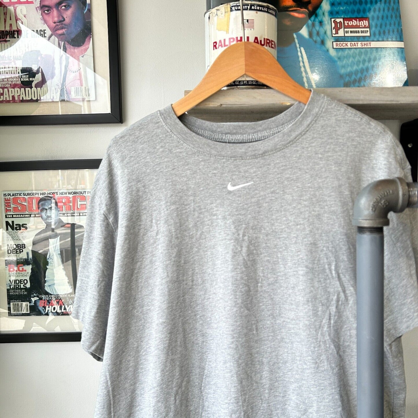 VINTAGE NIKE Mid Swoosh Embroidered Logo T-Shirt sz L Adult