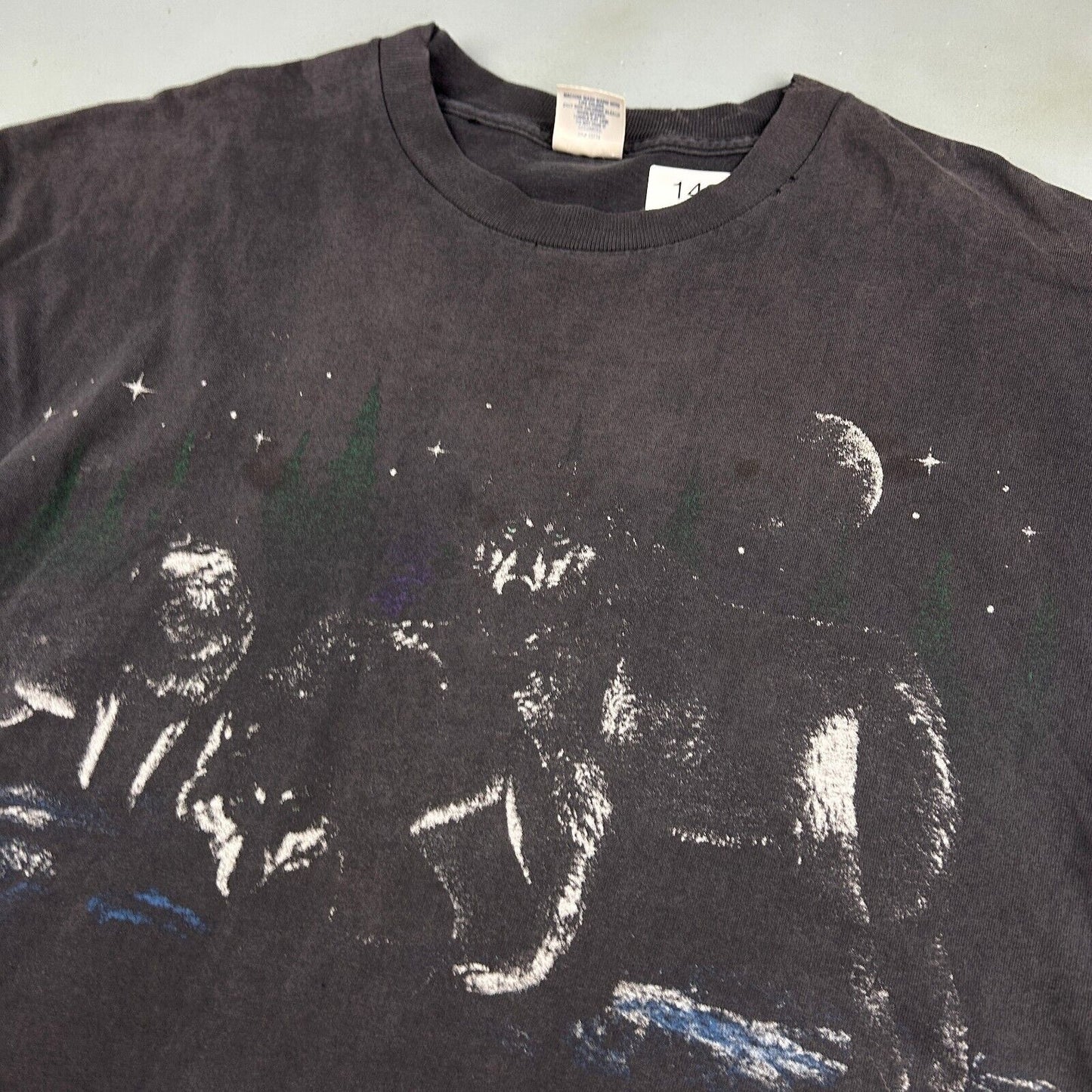 VINTAGE 90s Grand Canyon Faded Black Wolves Outdoor T-Shirt sz Large Adult