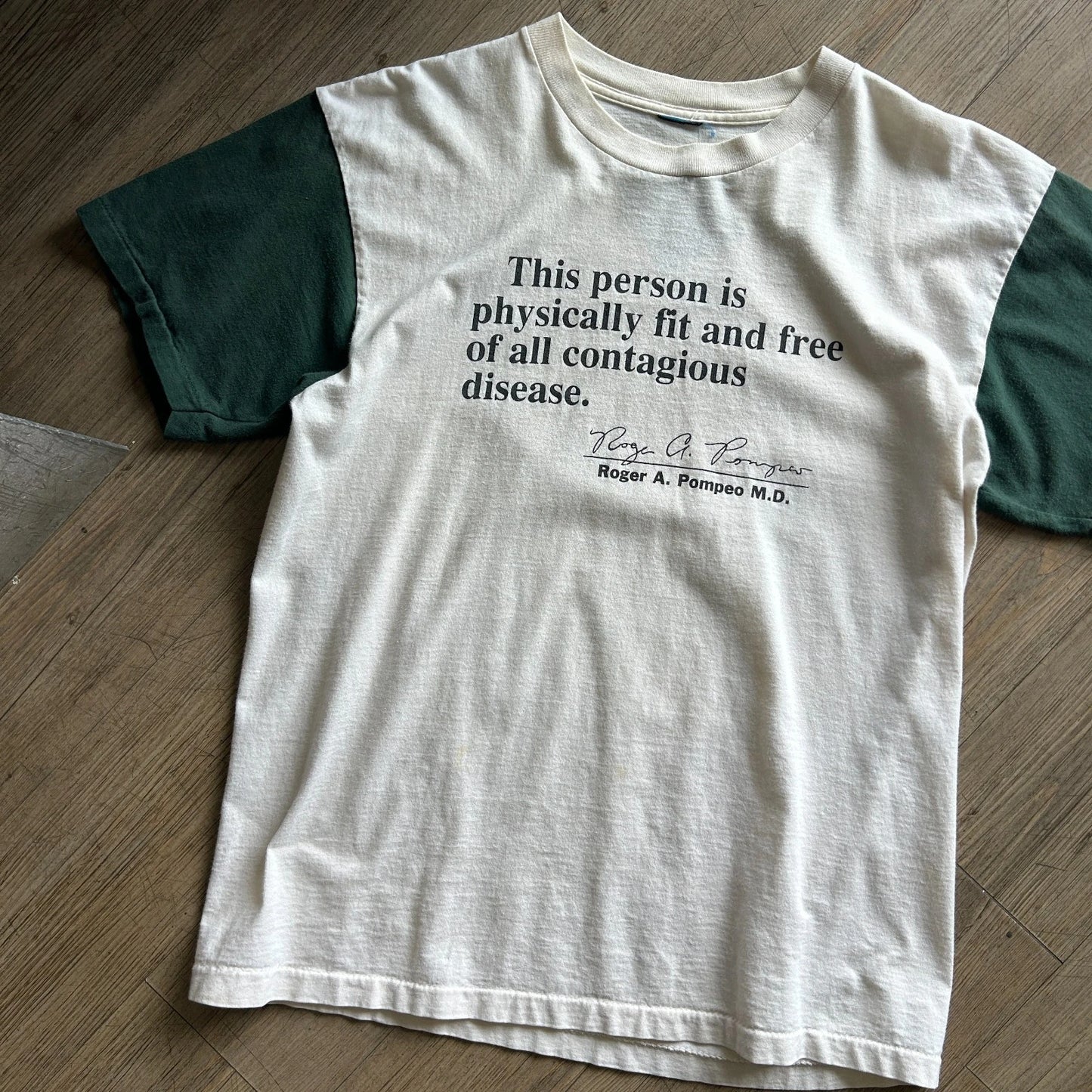 1990s | This Person Is Physically Fit & Free Of Contagious Disease T-Shirt sz L