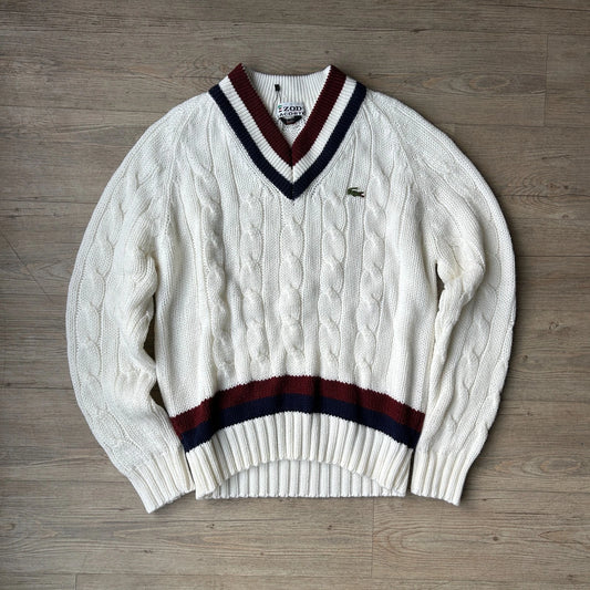 VINTAGE | Izod Lacoste Cable Knit Tennis Cricket Sweater sz L
