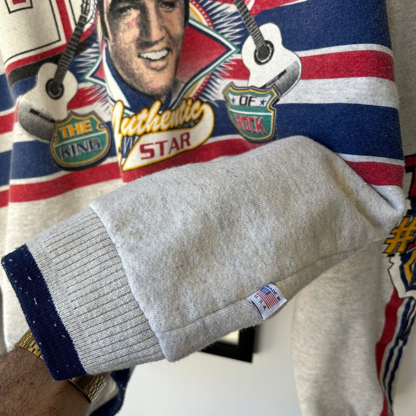 VINTAGE 90s | ELVIS PRESLEY King Of Rock Crewneck Sweater sz XL Adult