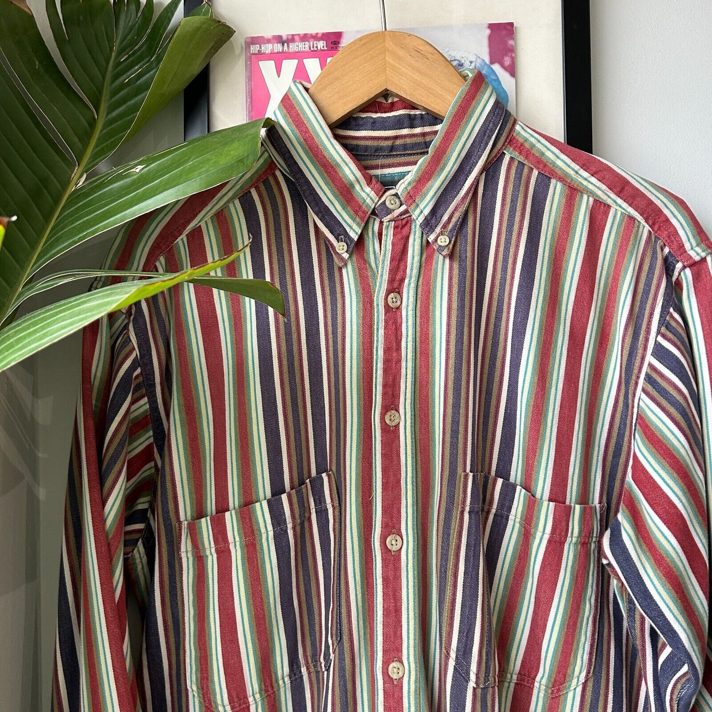 VINTAGE 90s | Woolrich Clay Striped Button Down Shirt sz L Adult