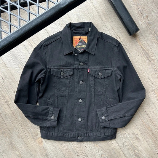 VINTAGE | Levis Red Tab Black Denim Trucker Jean Jacket sz S