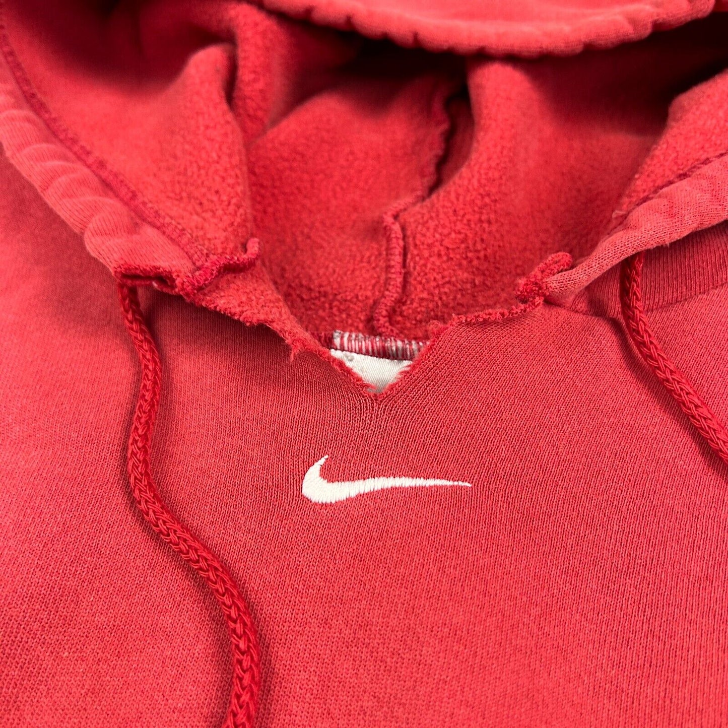VINTAGE 90s | NIKE Mid Swoosh Faded Red Hoodie Sweater sz XL Adult