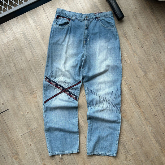 VINTAGE Y2K | Phat Farm Baggy Detailed Denim Jeans Pants sz W40 L34