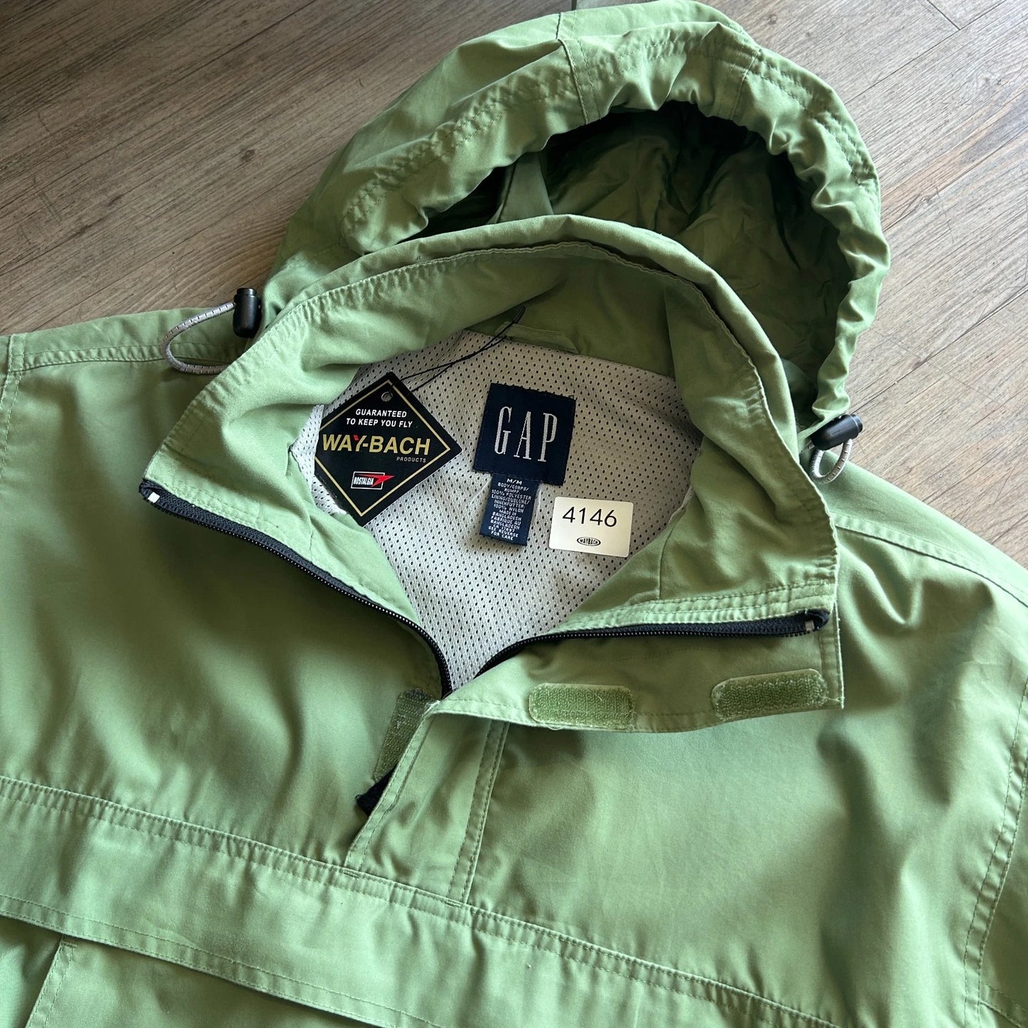 VINTAGE Y2k | GAP Green Technical 1/4 Zip Anorak Hooded Jacket sz M/L