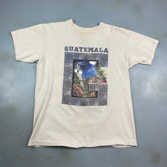 VINTAGE Guatemala Graphic Nature Cream T-Shirt sz Large Men