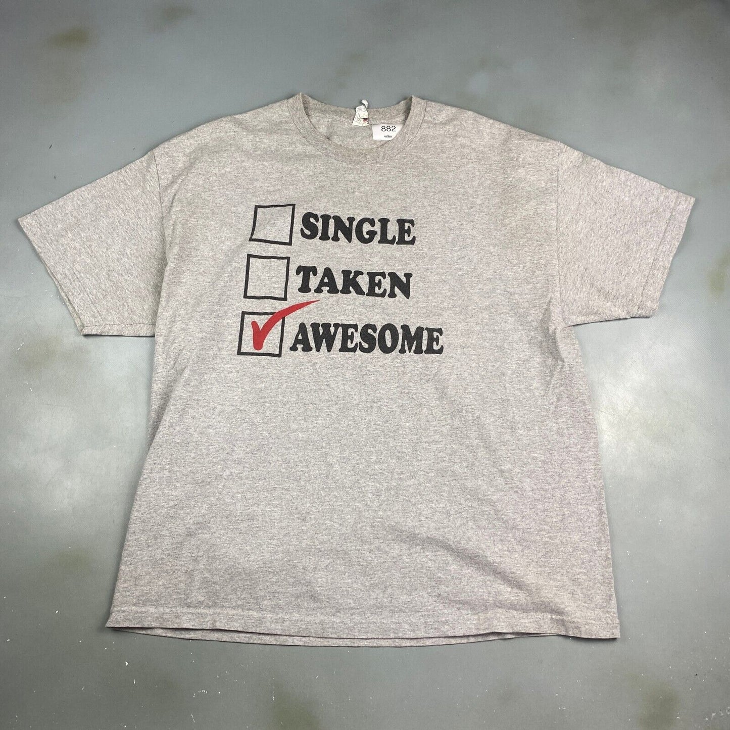 VINTAGE Single Taken Awesome Check Boxes Grey T-Shirt sz XXL Men Adult