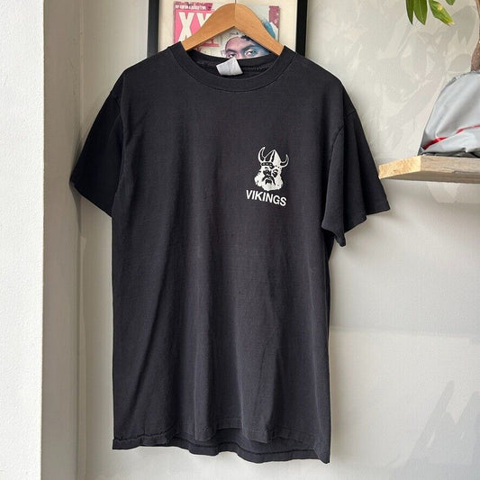 VINTAGE 90s | Vikings Faded Black T-Shirt sz L