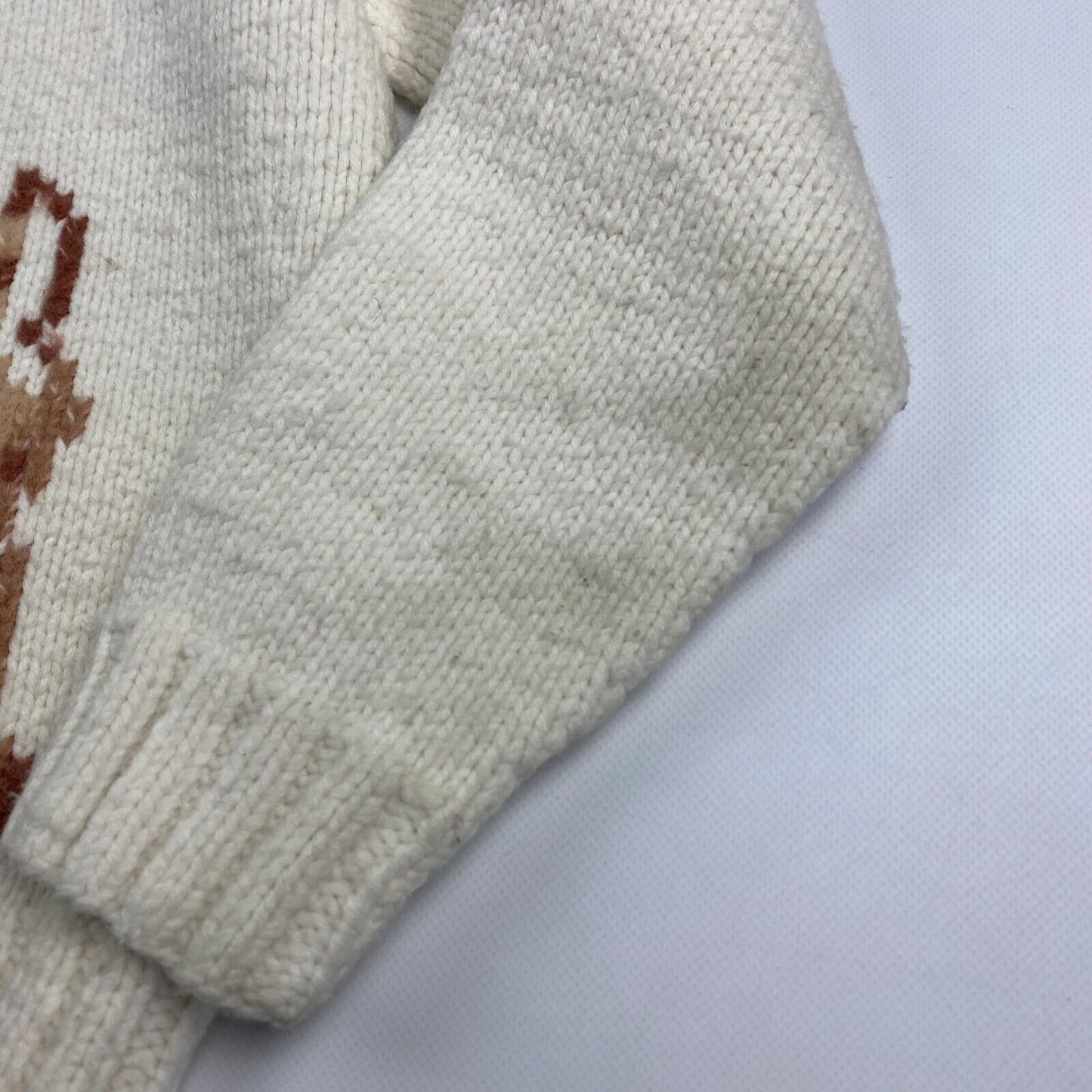 VINTAGE 70s Deer Print Cowichan Knit Zip Up Cardigan Sweater sz Medium Men