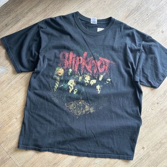 VINTAGE | Slipknot Sun Faded Heavy Metal Black Band T-Shirt sz XL