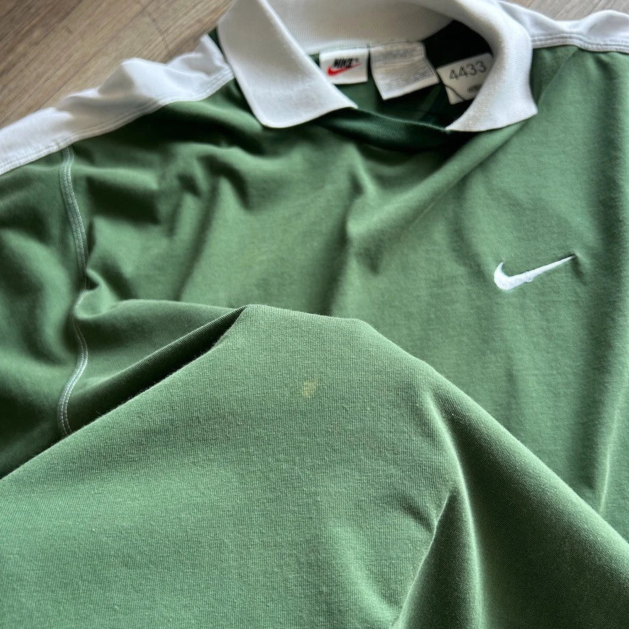1990s | NIKE F.I.T Collared Cotton Jersey T-Shirt sz M/L