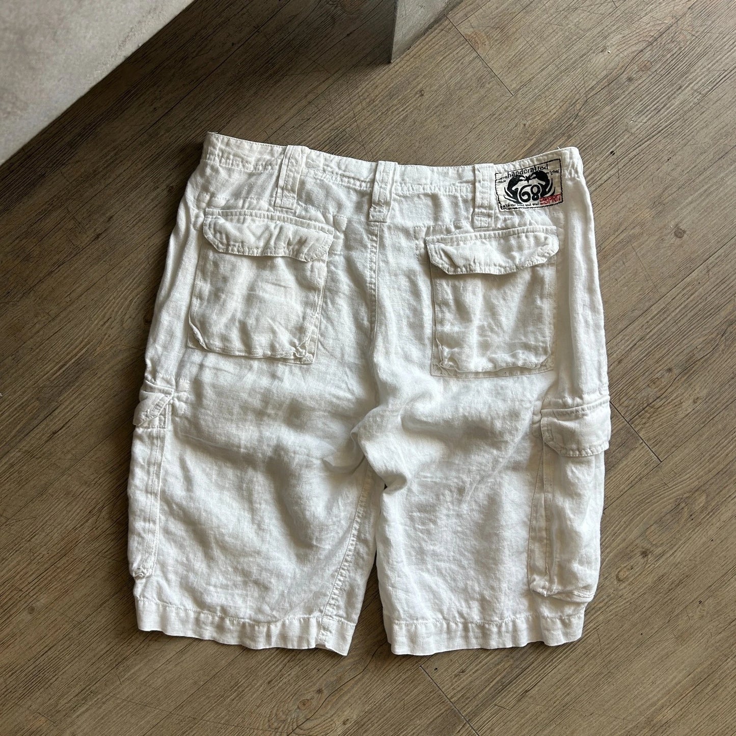 Esprit Co N.Y | White Linen Loose Fit Vintage Y2K Cargo Shorts sz W35