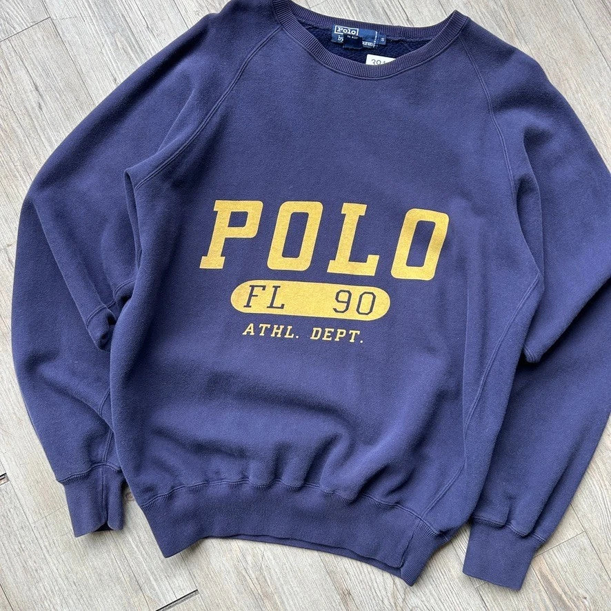 VINTAGE 90s | Polo Ralph Lauren Athletic Dept. FL 90 Crewneck Sweater sz S/M
