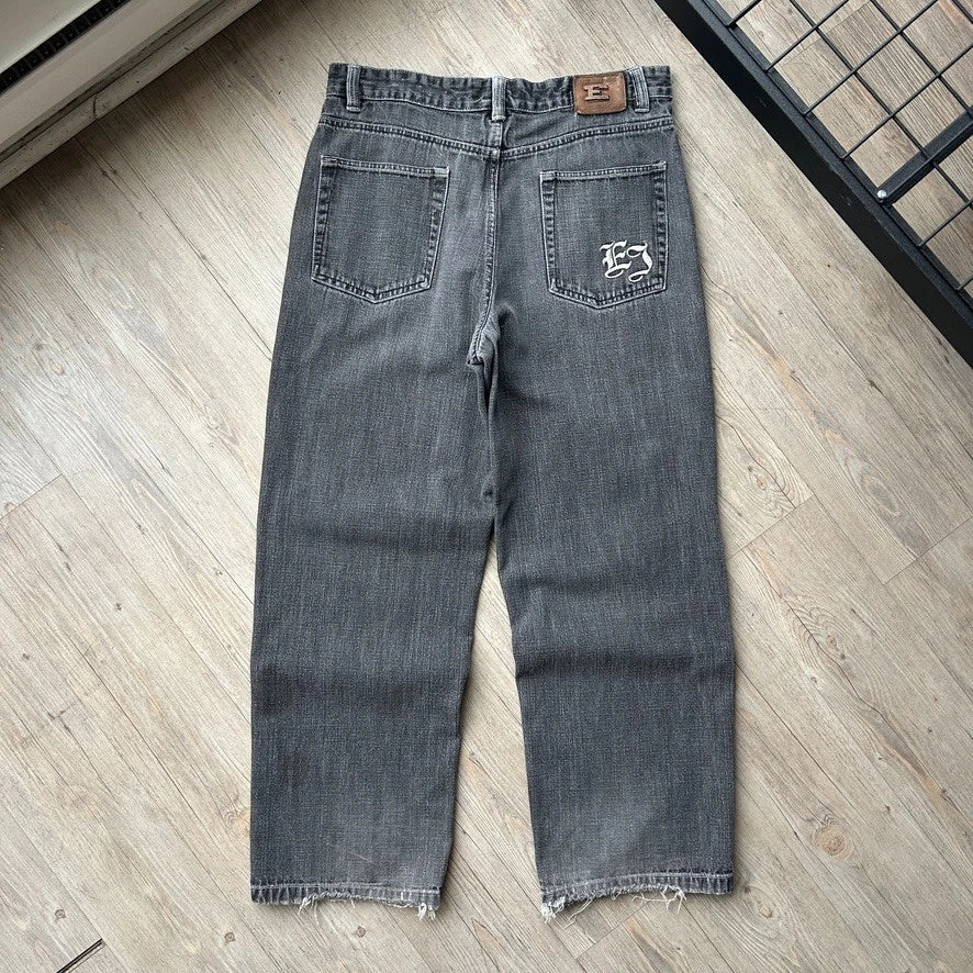 VINTAGE | Exhaust Faded Thrahed Black Baggy Denim Pants sz W34 L30