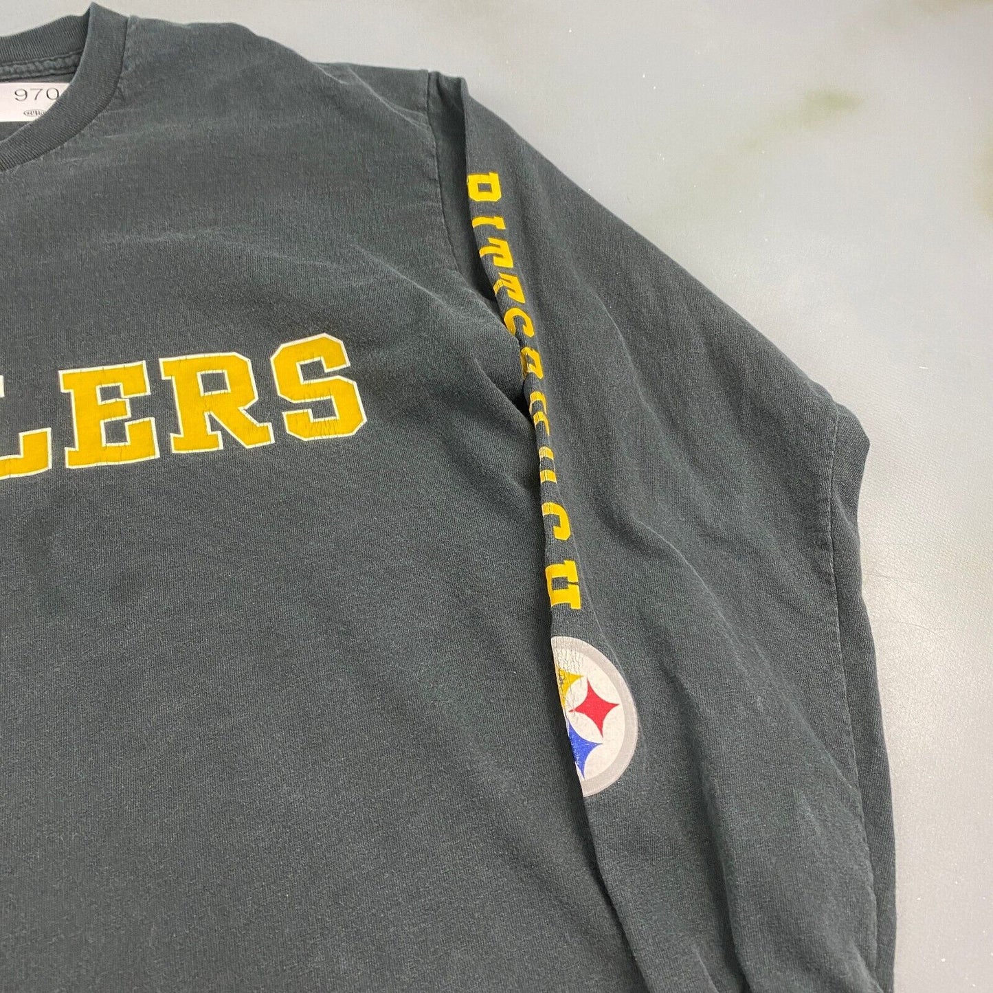 VINTAGE Pittsburgh Steelers NFL Black Long Sleeve T-Shirt sz Large Men Adult