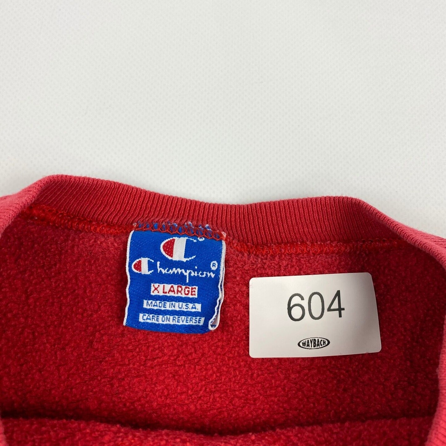 VINTAGE 90s Champion Embroidered Logo Red Crewneck Sweater sz Large Men