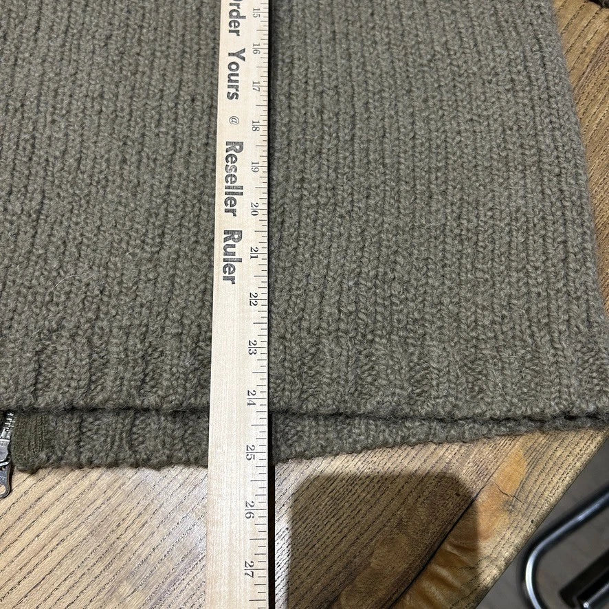 STUSSY | Fossil Green Hooded Alpaca Wool Full Zip Chunky Knit Sweater sz L NWT