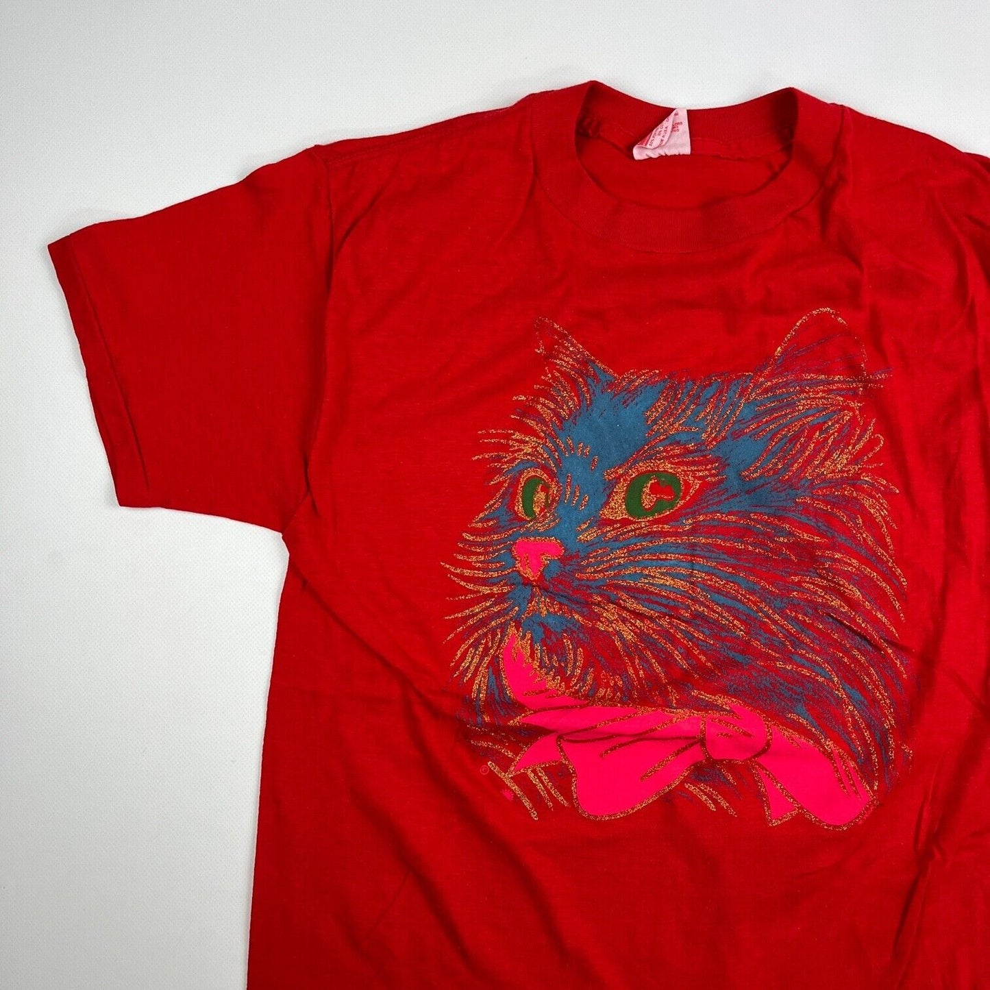 VINTAGE Chinese Cat Shirt Adult Small Red Men 90s