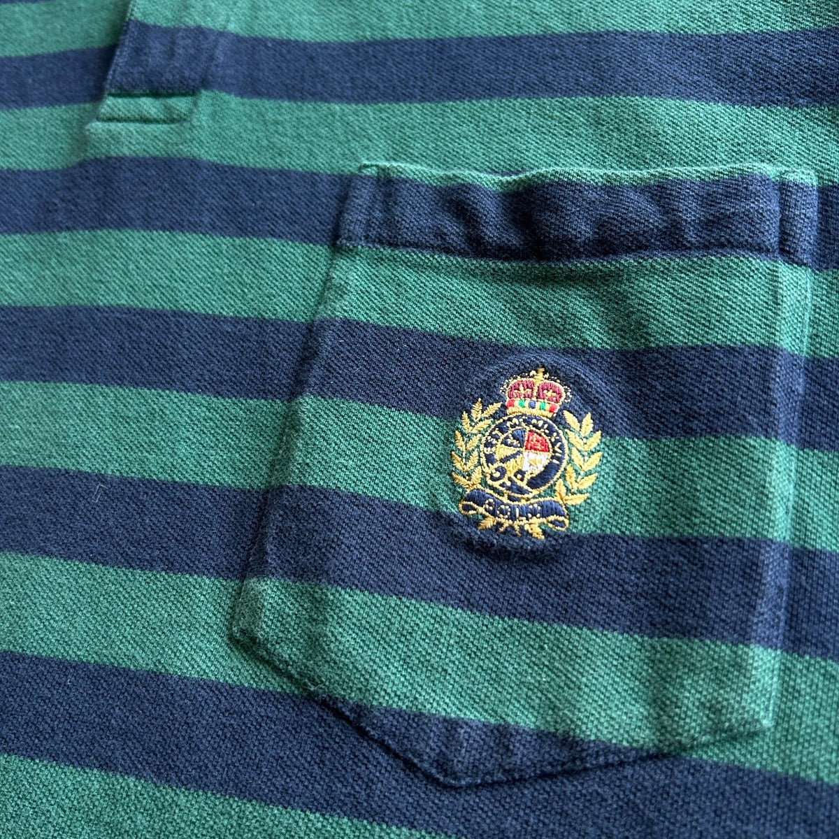 1990s | POLO Crest Ralph Lauren Striped Pocket Polo Shirt sz XL