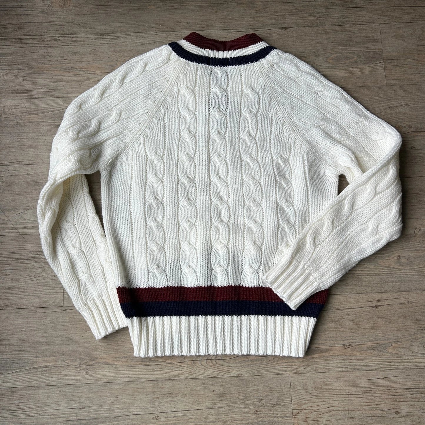 VINTAGE | Izod Lacoste Cable Knit Tennis Cricket Sweater sz L
