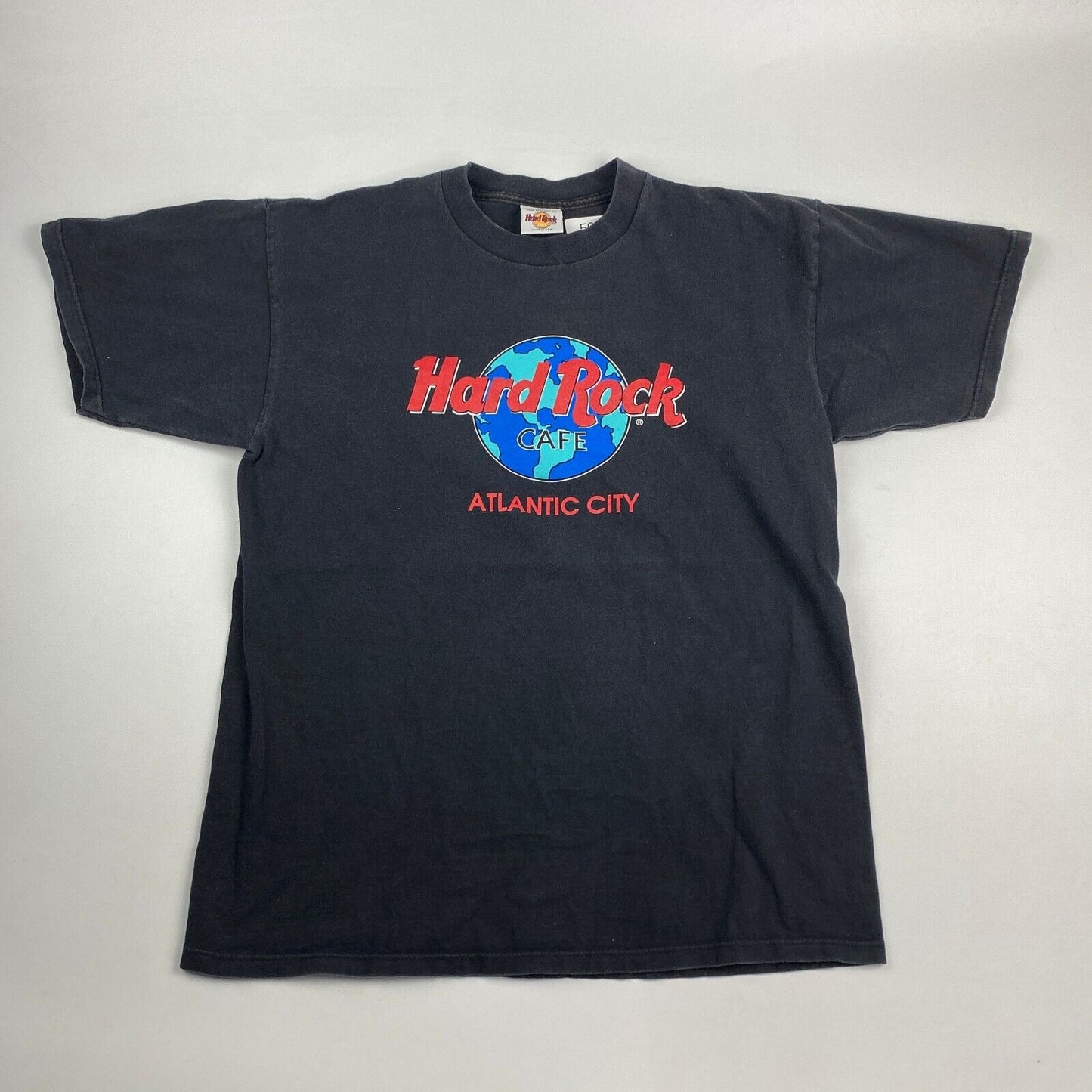 VINTAGE 90s Hard Rock Cafe Atlantic City Black T-Shirt sz Large Men