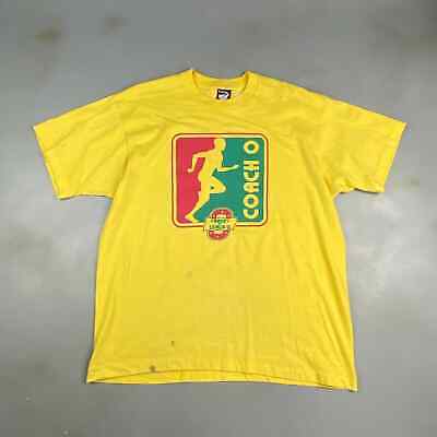 VINTAGE 80s Bags By Coach O Soccer Yellow T-Shirt sz XL Men Adult