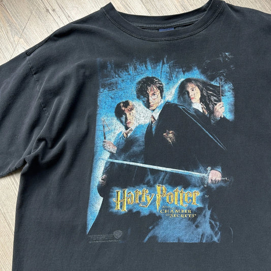VINTAGE 2002 | Harry Potter & The Chamber Of Secrets Movie Promo T-Shirt sz XL