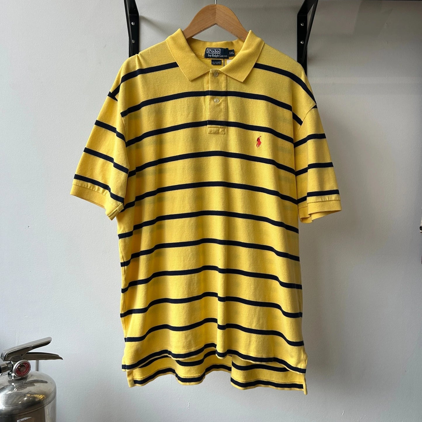 VINTAGE Y2k | Ralph Lauren Sm Pony Bumblebee Striped Polo Shirt sz 2XL