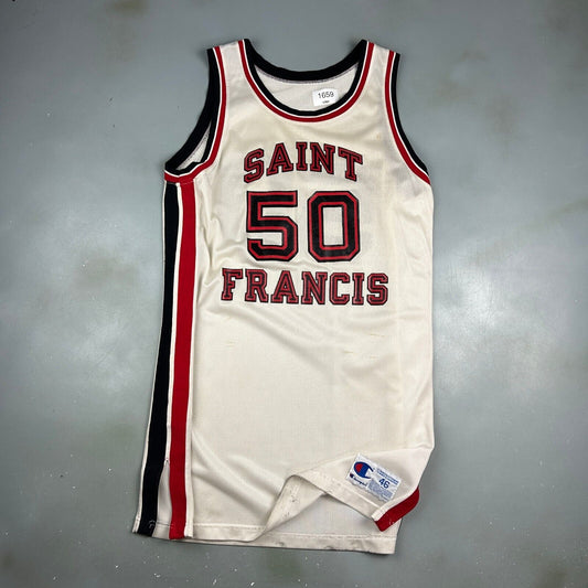 VINTAGE 90s | Saint Francis #50 Champion Basketball Jersey sz 46 Tall Adult